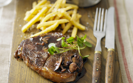 Rib-eye Steak with Mushroom and Wild Blueberry Sauce