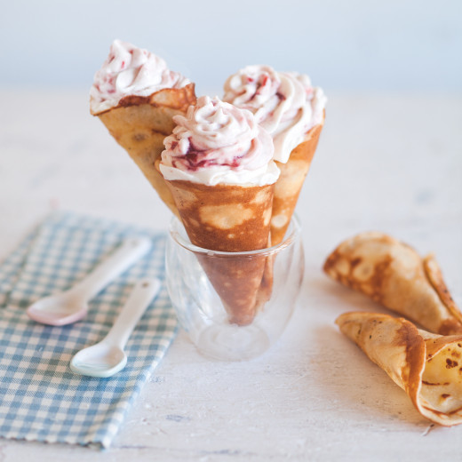 Cones with Raspberry Whipped Cream