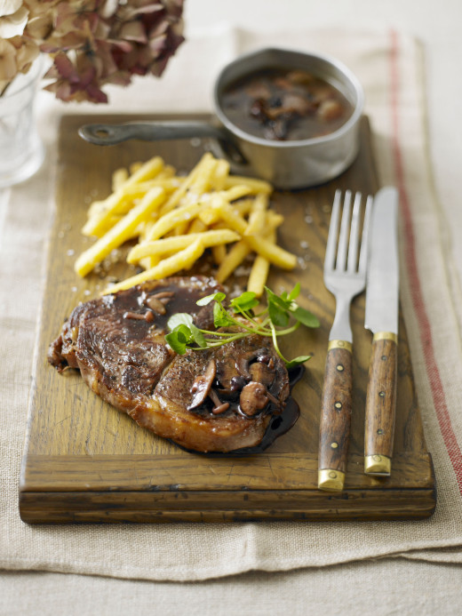 Rib-eye Steak with Mushroom and Wild Blueberry Sauce