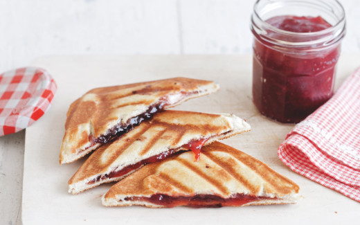 Croque-Monsieur with Strawberry Conserve, Marshmallows and Chocolate