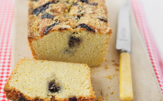 Lemon and Wild Blueberry Swirl Cake