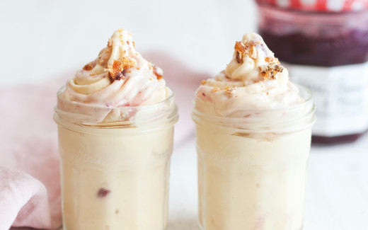 Vanilla and Damson Plum Ice Cream Sundae