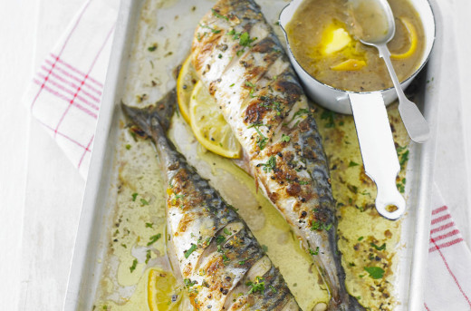 Grilled Mackerel with Rhubarb Sauce
