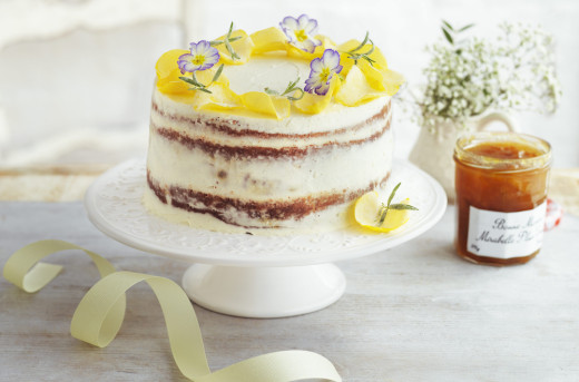 Vanilla & Almond Plum Layer Cake with Ricotta Frosting