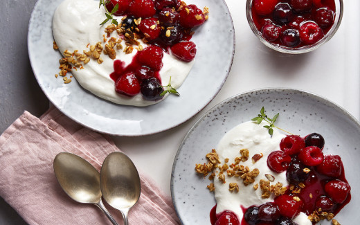 Spiced berry compote with whipped brocciu