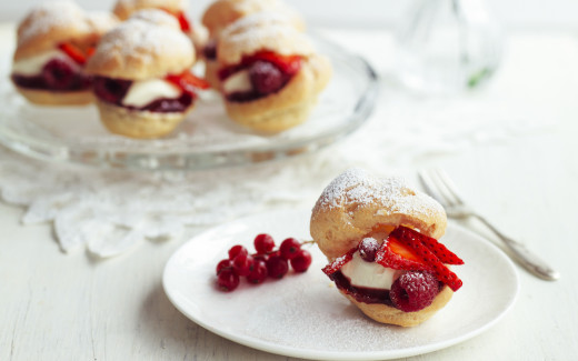 Wild Strawberry Profiteroles