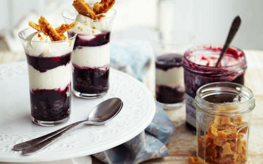 Wild Blueberry Verrines with Cinnamon Crackle