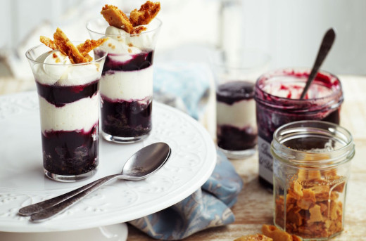 Wild Blueberry Verrines with Cinnamon Crackle