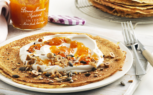 Vegan Apricot Crêpes with Toasted Nuts & Seeds