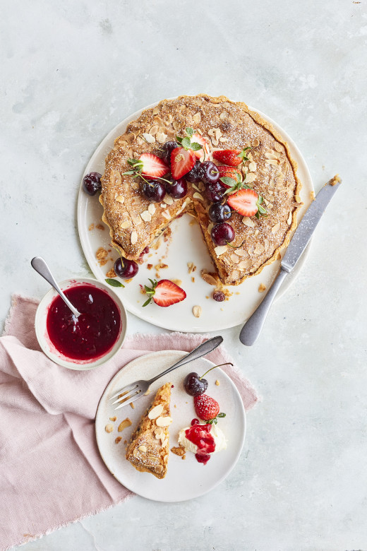 Cherry and Raspberry Bakewell Tart