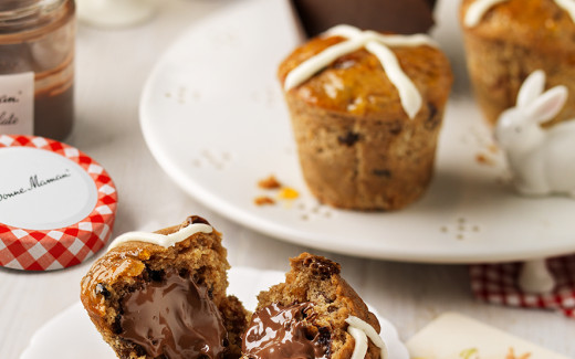 Hot Cross Chocolate Muffins