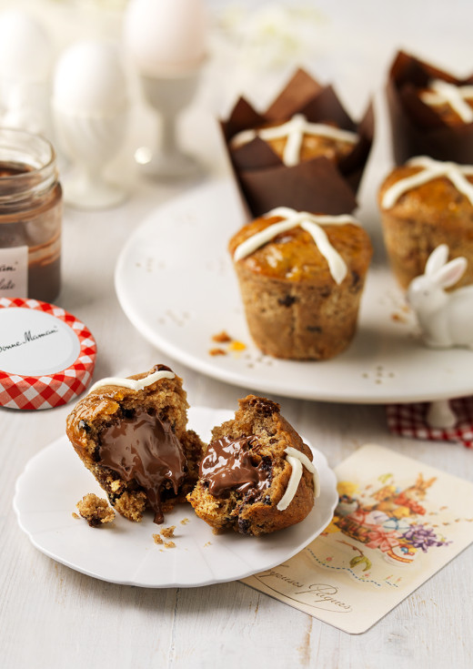 Hot Cross Chocolate Muffins