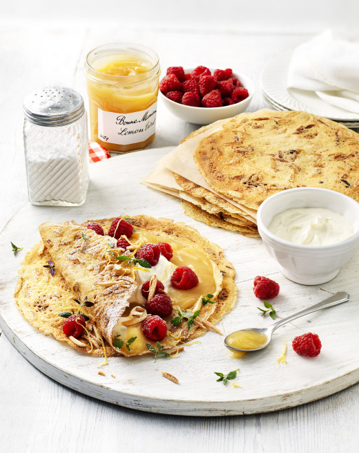 Lemon Curd & Raspberry Crêpes