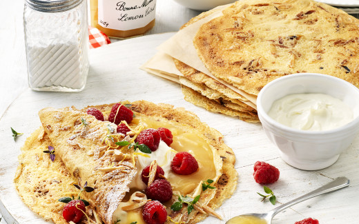 Lemon Curd & Raspberry Crêpes