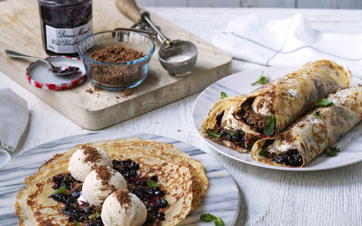 Wild Blueberry and Ice Cream Crêpes